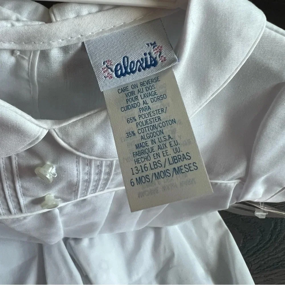 Vintage Christening By Alexis Peter Pan Collar Infant Romper & Hat 6mo heirloom